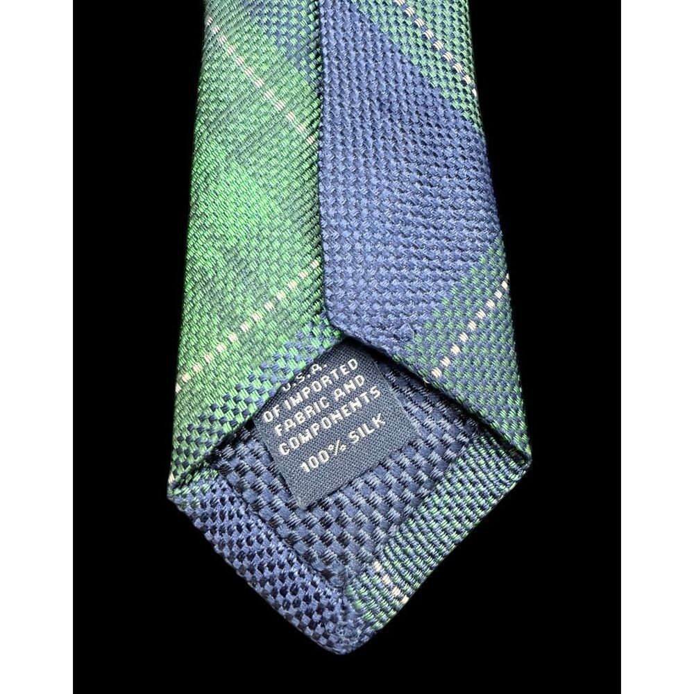Cremieux Men’s Silk Tie Blue Green Plaid Woven Preppy Career - Picture 6 of 8